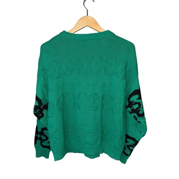 Vintage 80’s 100% Cotton Kelly Green Retro Pullover Sweater Size M - Picture 3 of 9
